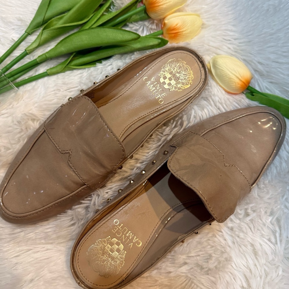 Vince Camuto Beige Studded Loafers